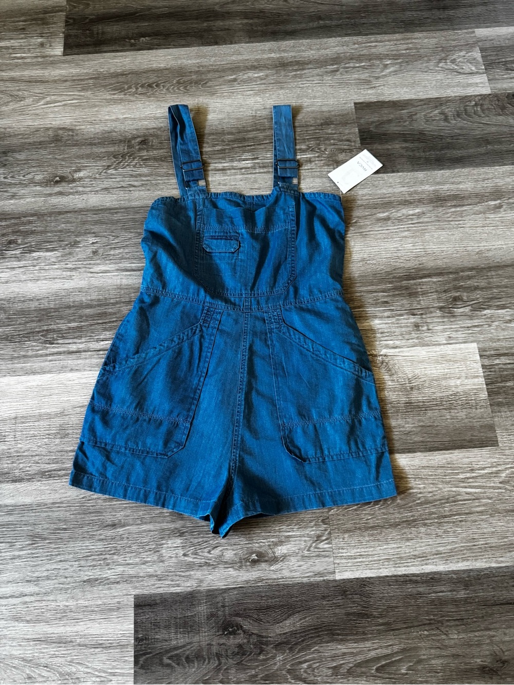 NWT RVCA chambray denim romper shorts small